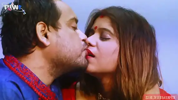 beautiful indian couple having romantic first night